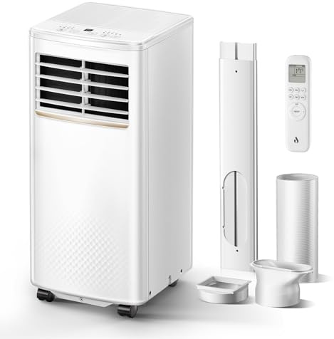 Air Conditioning Unit, 9000 BTU Portable Air Conditioner with 4-in-1 Cooling & Fan & Dehumidifier Function, AC Unit with Digital Display & Remote Control, 24H Timer for Room Up to 25~35 ㎡