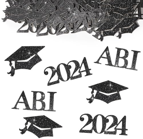 BETESSIN Abitur 2025 Deko Gold Schwarz - 100 Stück ABI 2025 Konfetti aus Glitzerpapier - Streudeko Abi 2025 - Abitur 2025 Geschenke - Tischdekoration für Abi Abschlussfeiern und Abitur Prüfungserfolge