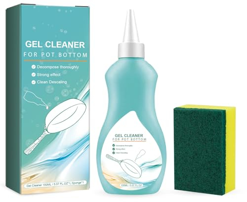Magic Gel Cleaner para ollas y sartenes, gel de limpieza negro de 150 ml, limpiador mágico de acero inoxidable para parte inferior de utensilios de cocina, fondo quemado (1 unidad)