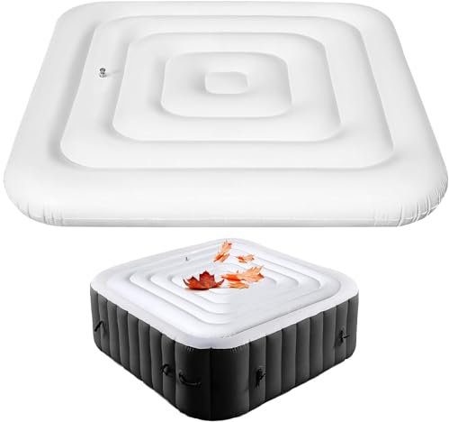 EHOTER Housse pour Jacuzzi Gonflable, Housse De Protection avec Poignées, Couvercle De Bain à Remous Gonflable, Coupe-Vent Et Imperméable pour Spa Bain à Remous (135cm,Carré)