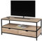 Meuble TV Style Classique avec 2 tiroirs Collection RANONG– Coloris chêne Clair & Noir, Dimensions 120x39xH57 cm