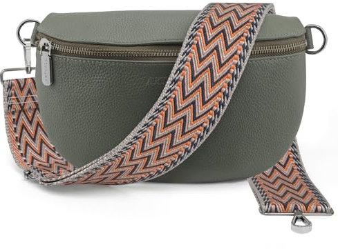 Artvall - Umhängetasche Echtleder Tasche Handtasche Leder Bauchtasche Klein mit Schultergurt Design Taschenband abnehmbar verstellbares Riemen Crossbody Bag Echt Ledertasche Damen mit Reißverschluss