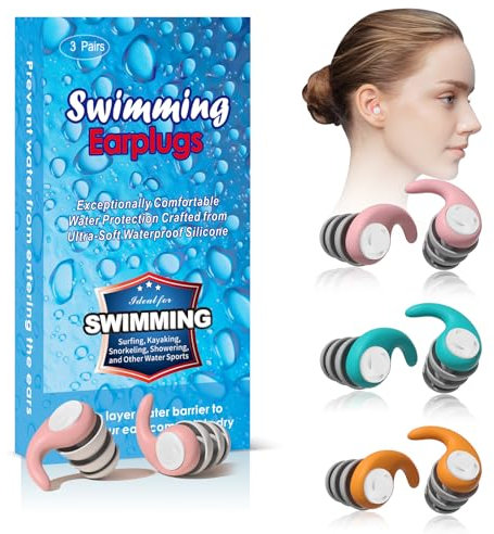 Bouchons d’Oreilles Natation Adulte – Lot de 3 Paires Réutilisables en Silicone Étanche avec Boîte – Bouchons Anti-Eau Doux pour Piscine, Douche, Plongée – Homme et Femme