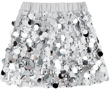 Miipat Jupe à Paillette Fille Scintillant Enfants Mini Jupes Glitter avec Doublure Taille Élastique Princesse Tutu Filles Skorts pour Danse Anniversaire Fête Festivals