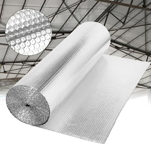 MZQMK Isolierfolie Thermofolie 1m X 1m Dach Doppelte Alu-Luftpolsterfolie Dämmwolle Dämmfolie Kälteschutzfolie Fenster Wärmefolie Wärmedämmung, Kälteschutz Verdunklung Isoliertapete(10MM)