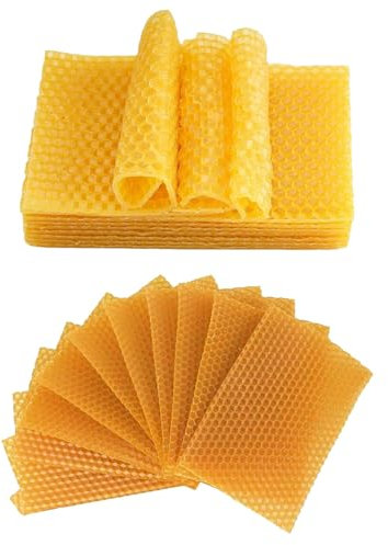 JDCMEI 20 Stück Bienenwachs Kerzen, 13*9cm Bienenwachsplatten, Wachsplatten für Kerzen, Bienenwachs für Kerzen aus Platten, Bienenwachs-Blatt für Imkerei Kerzenherstellung Kunsthandwerk Möbelpolieren
