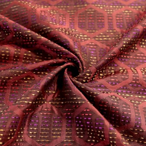 TOLKO Dekostoff Meterware Gardine Vorhang Tischdecke | 140cm breit | Blickdicht knitterarm eingewebtes Muster |Bekleidungsstoffe Dekostoffe Vorhangstoffe Stoffe zum Nähen Meterware Stoff (Bordeaux)