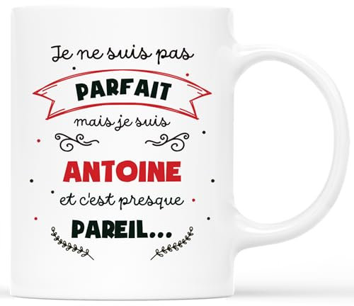CADEAU PLUS Mug Personnalisé Prénom - Je Ne Suis Pas Parfait Mais Je Suis Prénom Et C'est Presque Pareil... - Tasse Humoristique, Drôle Et Rigolo