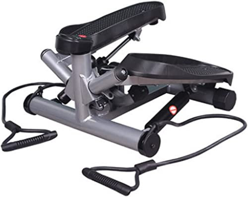 Elektrischer Mini-Trainings-Crosstrainer mit Pedalen, Stepper, Lauftrainer, Abnehmen, mit Kordelzug, multifunktionaler Stepper mit drehbarem Hüftpedal (Silber) Mini-Trainingsfahrrad-Stepper