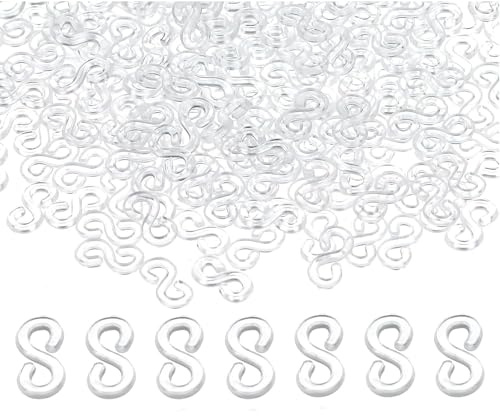 Loom Bands S Clips 500Pcs Clear Rubber Band Connectors, Rubber Band Clips Loom Band Connectors Refills Kit, for Weaving Necklace Jewelry Accessories Craft Making