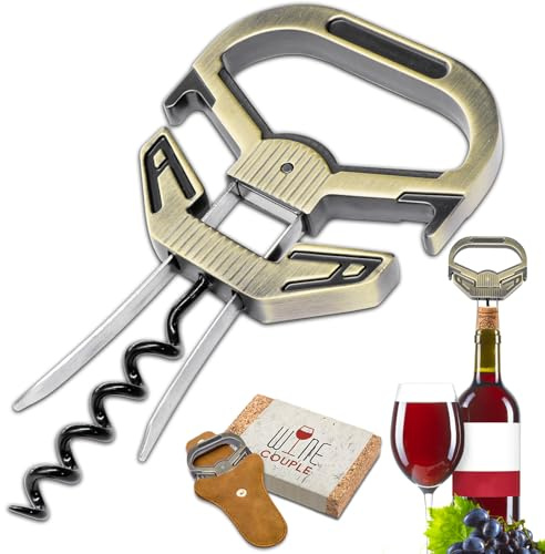 LUCYLANKER Ah So Weinöffner für Vintage Flaschen, Alter Wein Korkenzieher mit Tragbarer Lederhülle, Weinflaschenöffner für Weinkenner & Sammler zum Entkorken, Geschenk für Weinliebhaber (Bronze2)
