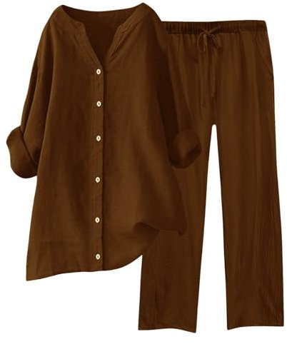 Tuta Donna Elegante Estiva Completo Casual Set Taglie Forti Stampa Larghi Comodi Gamba Larga Vita Alta Manica Corta Camicia e Pantaloni Completi Comoda Eleganti Due Pezzi Offerte 2025