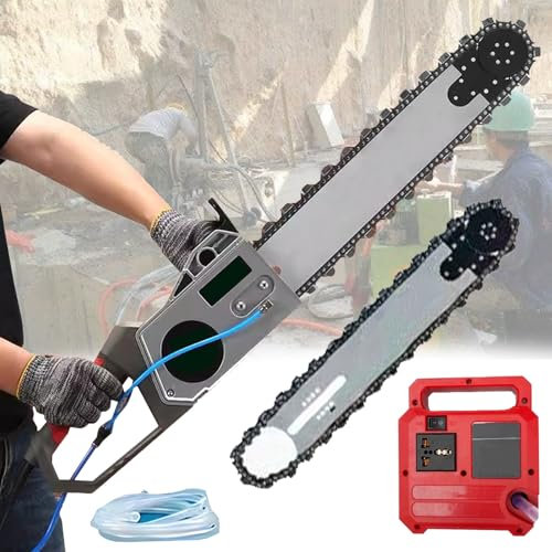 Tronçonneuse électrique avec pompe à eau et 2 chaînes/2 guides-chaînes, découpeuse murale électrique pour granit/béton/marbre, équipement industriel de découpe de béton,48cm