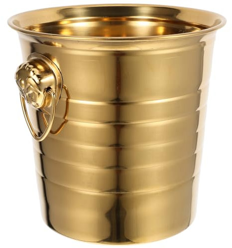 Sewroro Seau À Glace en Acier Inoxydable avec Poignée Bac De Rangement pour Glaçons Bière Whisky Récipient De Refroidissement pour Bar Fête Camping 5 L