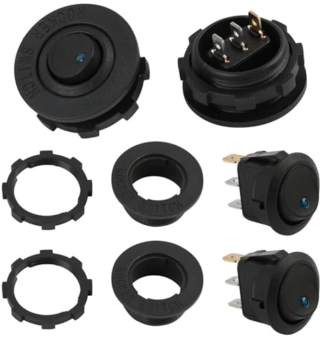 2 Stück Blauer LED-Wasserdichter Wippschalter KCD1-8 12V 20A für Marineanwendungen und Fahrzeuge, 3-poliger Beleuchtungsschalter mit eingebautem Gehäuse- Hochwertiger, stabiler und sicherer Schalter