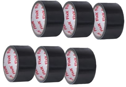 DRW Schwarzes Aluminium-Klebeband, 6 Stück, 48 mm x 10 m