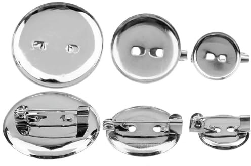 Broches métalliques, épingles à fermoir, Base de broche cabochon, plusieurs tailles, rhodium, 50 pièces