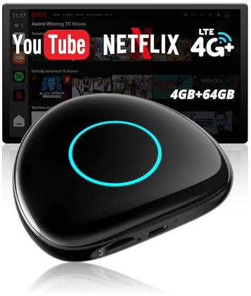 ATOTODIRECT AI Box CarPlay Android Auto Wireless Adapter, 4GB + 64GB Smart Auto Video Box mit Integriertem 4G/WLAN/Dual-BT/USB/GPS, microSD, OTA, HDMI Out, Geteilter Bildschirm, DriveChat AI,CB6C
