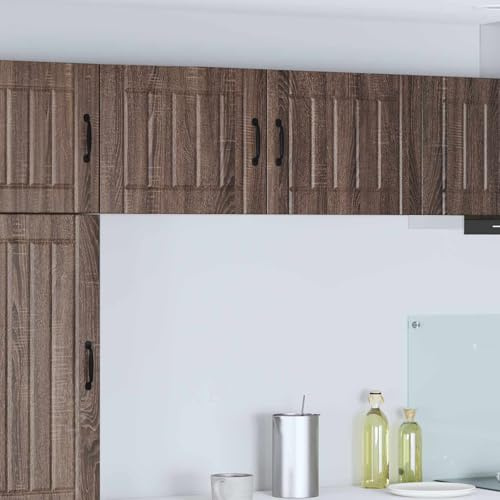 SKTQYQO Brown Oak Kitchen Cabinet Set of 2 Engineered Wood Storage Unit with Sliding Doors 50 x 31 x 40 cm Modern Minimalist Design for Indoor Organization