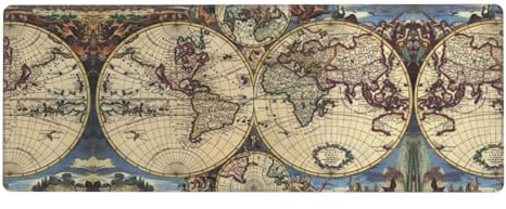 Ancient Map World Globe Extra Large Desk Pad,Non-Slip Rubber Base Mat, for Keyboard, Mouse and Desk Protection