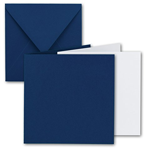 20x Quadratisches Falt-Karten Set - 15 x 15 cm - mit Brief-Umschlägen & Einlegeblättern - Dunkelblau - FarbenFroh by GUSTAV NEUSER