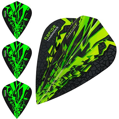 Harrows Rapide X-Dart Flights, 100 Micron – Kite – 5 Sets (15), grün