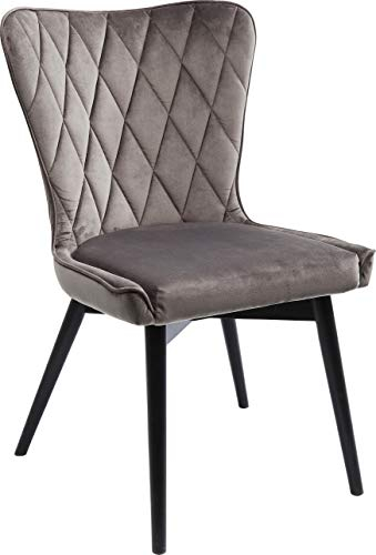 Kare Design Stuhl Black Marshall Velvet, Esszimmerstuhl, Stuhl, Samt Grau, 91x57x66cm