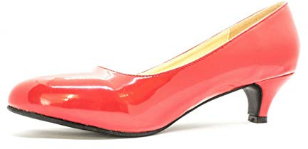Women's Ladies Round Toe Kitten Heel Dress Work Party Pumps Big Sizes Shoes (UK11(EU45), Red Patent)