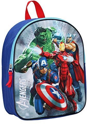 Marvel The Avengers Kinderrucksack 3D - Hulk, Thor, Iron Man und Captain America - Blau
