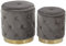 Runder Pouf im 2er Set Samt grau Ottoman Sitzpouf Chesterfield Stil Pueblo