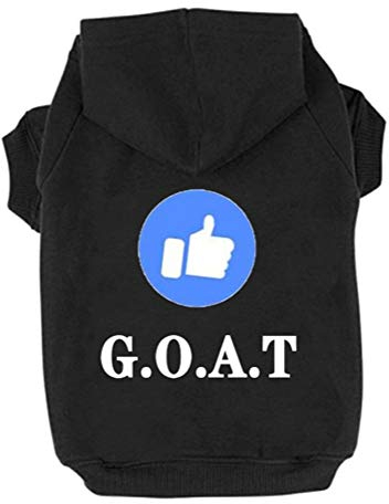 Izefia Hund Kapuzenpullis Trudz Rdc Haustier Bekleidung 'mögen' Hund Kleidung, 'G.O.A.T' Winter Warmer Pullover Baumwoll Jacke Mantel für Kleiner Hund Mittlerer Hund Großer Hund (Schwarz, M)