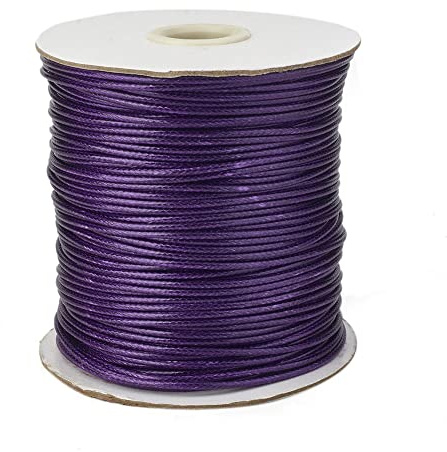 Craftdady 160 Meter 0,5 mm runder gewachster Polyester-Schnur-Faden-Perlen-Schnur-Spule für die Schmuckherstellung und Makramee-Zubehör, blauviolett