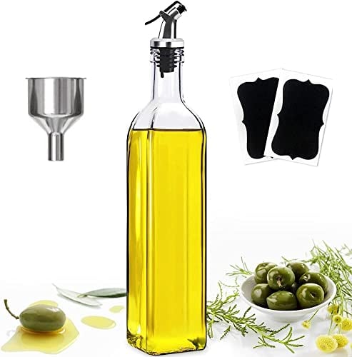 ztarraum Dispensador de aceite de oliva Botella de vinagre de 500 ml de vidriopara cocinar Aceite de vidrio sin plomo y botella de vinagre para aceite, vinagre, soja, etc. (1 unidad)