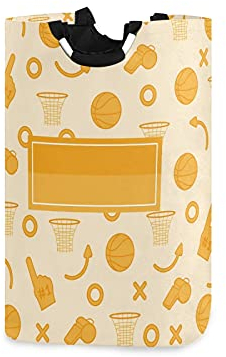 LDIYEU Basketball Net Laundry Hamper Basket Bag Collapsible with Handle Foldable Storage Dirty Clothes Bag Folding Washing Bin(22.7 In)