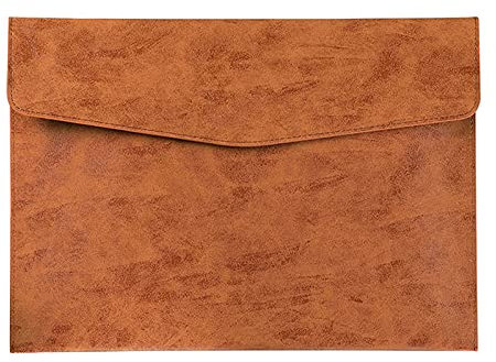 Enyuwlcm PU Leder A4 Datei Ordner Dokumentenhalter Wasserdicht Portfolio Umschlag Mappe Case mit Schnappverschluss Braun