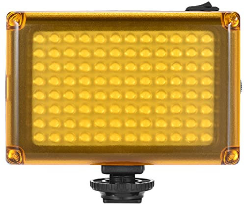 Camnoon AD-96 Mini Portable On-camera LED Video Fill-in Light Panel 5500K / 3200K CRI85+ with White & Orange Filters for Canon Nikon Sony DSLR Camera Camcorder