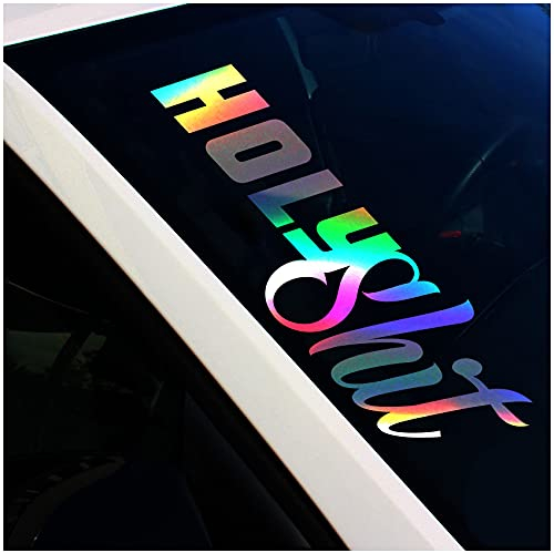 Frontscheibenaufkleber Schriftzug holy shit Aufkleber für Windschutzscheibe Heckscheibe Frontscheibe Auto Fahrzeug Dekor Sticker FS130 (Hologramm, Innenklebend)