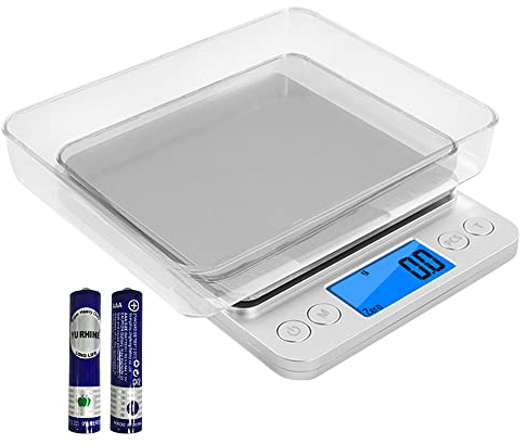 Báscula de Alimentos Cocina, Hillylolly Balanza de Precision 0.1g, Báscula Digital de Cocina, Báscula Electrónica de Cocina, Báscula de Cocina Pequeña, Balanza de Alimentos, con Bateria, Pantalla LCD
