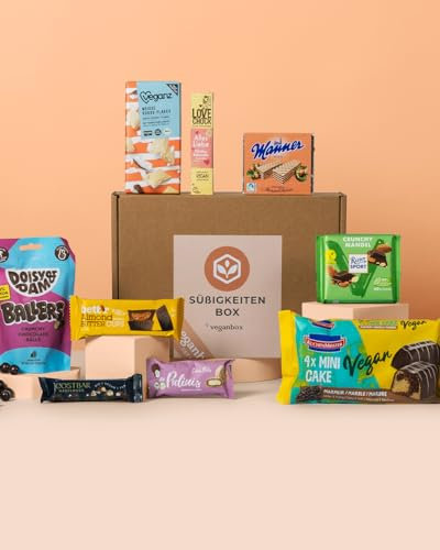 VEGAN BOX® Süßigkeiten Box | Mit Fruchtgummis Und Schokolade | Vegan & Tierversuchsfrei | Ideal Für Naschkatzen | Mix aus veganen süßen Snacks