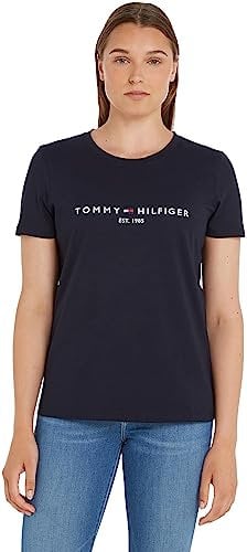 Tommy Hilfiger Women’s Short Sleeve Round Neck Heritage T-Shirt, Blue (Desert Sky), XXS