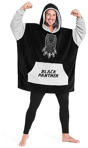 Marvel Avengers Übergroße Herren Hoodie Decke mit Ärmeln - Stitch Oversized Kapuzenpullover Fleece Tragbare Decken für Teenager - Geschenke für Fans(Schwarz/Grau)
