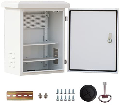 Electrical Enclosure Box Metal Galvanized Plate Enclosure IP Weatherproof Electrical Enclosure NEMA Electronic Equipment Enclosure Box with Internal Mounting Shelves (20x16x8”)