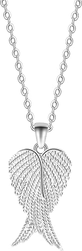Viwind Collar Mujer Alas de ángel 925 Alas de plata esterlina Colgante Amor Joyería hecha a mano Regalo con escaparate