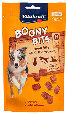 Vitakraft Boony Bits M, Hundeleckerli, Hundesnack mit Geflügelfleisch, Hunde Trainingsleckerli, ohne Zusatz von Zucker (1x 120g)
