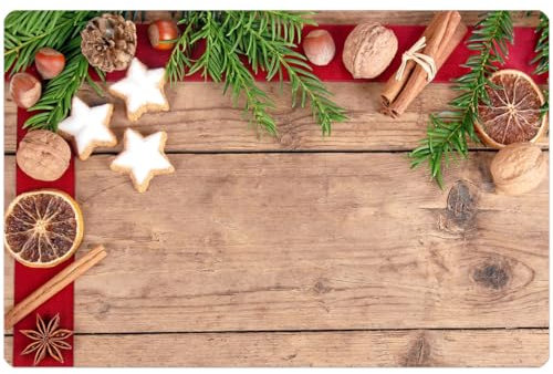 Weihnachts Tischsets 6er als abwaschbare Weihnachten Tischdeko - Platzsets Weihnachtsdeko Gewürze als Winter Tischuntersetzer - Platzdeckchen als Tischunterlage für Esstisch Wohnzimmer Tisch