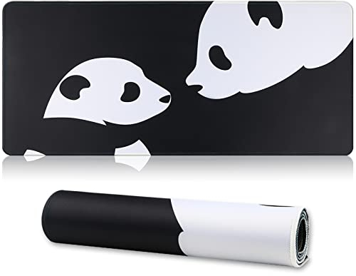 Jahosin Großes Gaming-Mauspad mit genähten Kanten,[70x30cm] Erweitertes Mauspad mit Rutschfester Naturkautschukbasis für Gamer/Desktop/Büro/Home 70x30 Panda09