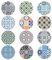 sous-Verres Set Neuf de 12 en Céramique décoration de la Table Carreaux de Ciment Vintage Rétro