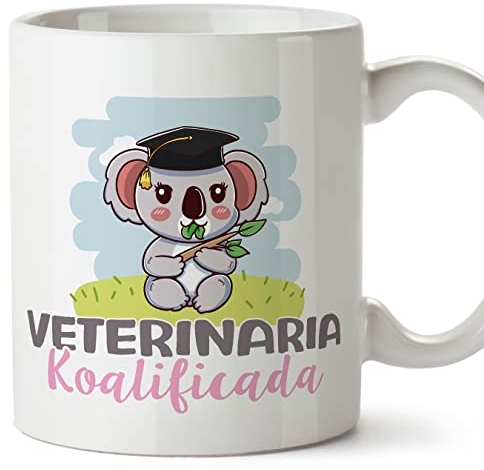 MUGFFINS Tazas para VETERINARIA mujer - En Español - Koalificado/koalificada - 11 oz / 330 ml - Regalo original y divertido