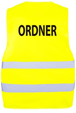 Korntex Safety Vest Passau Warnweste Weste Sicherheitsweste mit Ordner Aufdruck Druck gelb orange Leuchtstreifen EN ISO 20471 (neon gelb, 3XL/4XL)