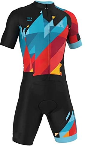 Herren Fahrrad Skinsuit, 3D-gepolsterter, atmungsaktiver, schnell trocknender Triathlon-Anzug – Kurzarm Duathlon Laufen Schwimmen Fahrradfahren Skinsuit (13,3XL)
